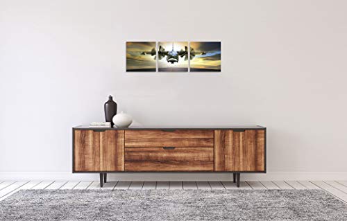 Tutubeer 3 Panels Plane Picture Aviation Art Airplane Decor Vintage Airplane At Sunset Old Paper Aircraft Art Plane Decor Stretched And Framed Vintage Airplane Print For Home Decor, 3 Pcs/Set #TOP2