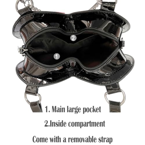 Harajuku Y2K Pastel Goth Black Heart Shaped Punk Cross Rivet Studded Decor Cute Cross-body Shoulder Bag4