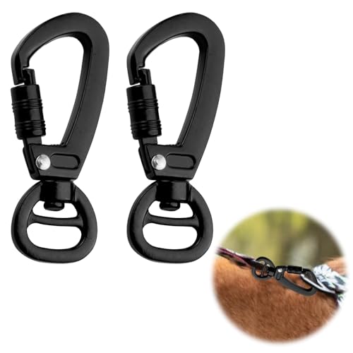 Karabinerhaken mit Drehgelenk Schwarz 2 Stück für Hunde Leinen Befestigung Robuste Drehkarabinerhaken mit Drehgelenk für Hundeleine SchlüsselanhäNger und Outdoor Zubehör