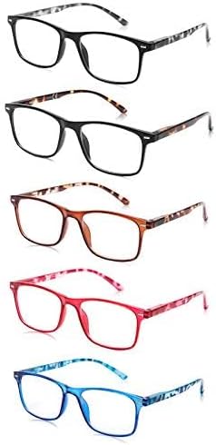 5 Pack Reading Glasses,Blue Light Blocking Glasses Computer Readers Anti Eyestrain & Glare for Men and Women