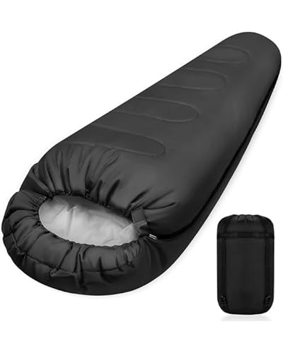 Ultralight 4 Season Single Person Sleeping Bag, Mummy, Black