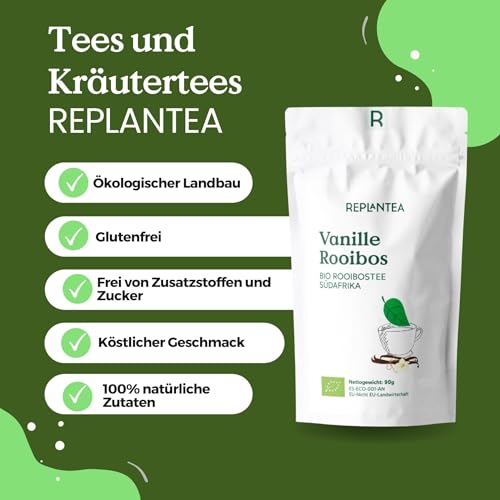 Rooibos Vanille BIO 90g (45 Tassen) | Rooibos Tee Vanille REPLANTEA