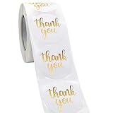 Thank You Label Sticker 1.5" Round, 500 Labels per Roll, Thank You Sticker for Birthday, Wedding, Gi
