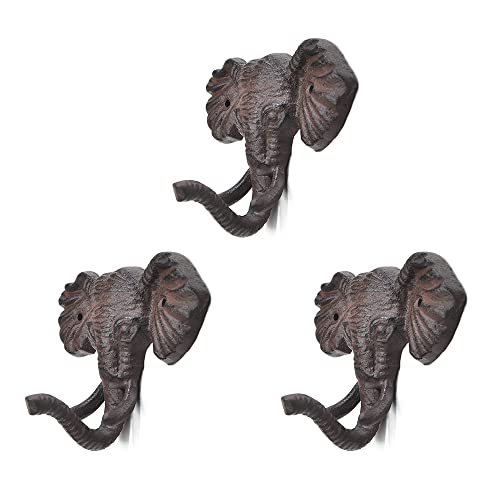Handtuchhalter 3er Set Vintage Garderobenhaken Wandhaken Pferdekopf Gusseisen Antik Kleiderhaken Schlüsselhaken Landhaus Pferd Elefant Deko Elephant