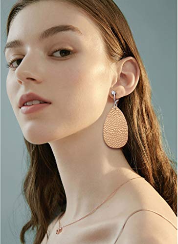9 Pairs Faux Leather Clip On Earrings For Women Dangle- Long Teardrop Seashell Leather Clipon Earrings-Non Piercing Earrings Set For Women And Girls (#7) #TOP3