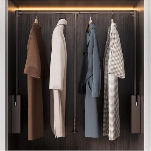 Barra De Armario Abatible, Barra de armario abatible, percha retráctil for colgar ropa(Brown,520-660mm)