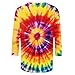 Tie Dye Shirts for Women 3/4 Sleeve Shirts Cute Print Graphic Tees Plus Size Basic Summer Casual Rainbow Tshirts Tops