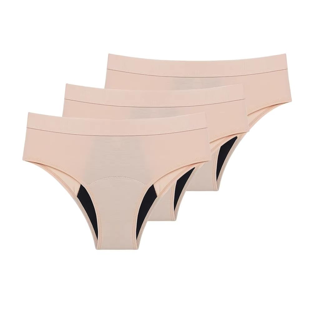 Mutande Mestruali da Donna intimo Sportivo Protettivo Mutande per Il periodo Post-Parto perizoma in Cotone Slip Hipster Biancheria intima Morbida 3 Pezzi Albicocca Xl