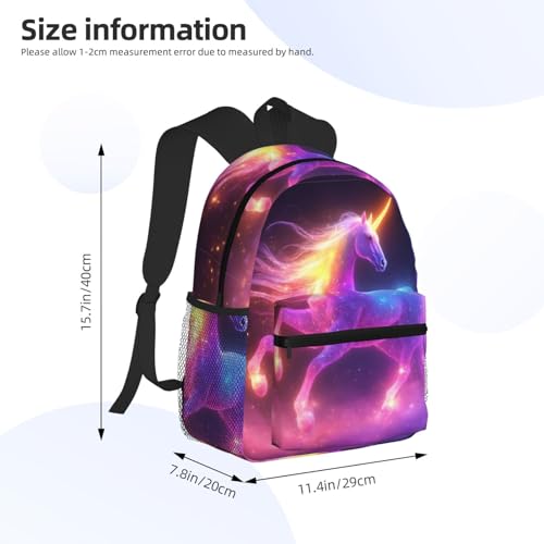 Lightweight Polyester Travel Hiking Backpack for Men Women, Rainbow Stars Nebula Galaxy Unicorn Bags, Large Capacity Anti-Theft Multipurpose Bookbag with USB Charging Port4