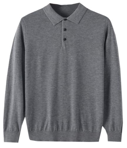 SANGTREE Mens Knit Polo Shirts Casual Long Sleeve Wool Blend