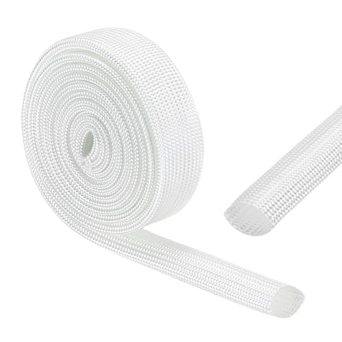 Image of sourcing map Insulation Cable Protector,9mm/0.35 Inch-1m/3 Feet High TEMP Fiberglass Sleeve White