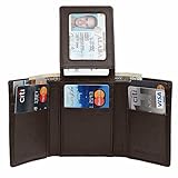 Executive Gift Shoppe | RFID Blocking Personalized Brown Leather Trifold Wallet With Flip Up ID Holder