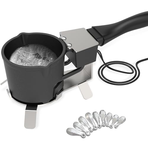 Electric Lead Melting Pot, 5lb Capacity Metal Smelter for Fishing Weights & Bullet Casting Molds, Quick-Heating Lead Furnace with Durable Cast Iron Pot and Stainless Steel Base