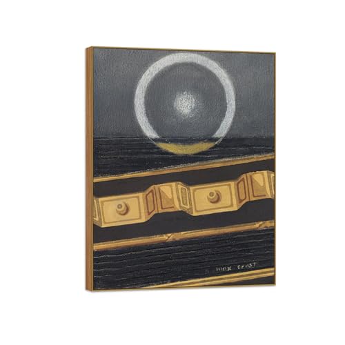 MUHJDYC Max Ernst Famosa Impresión Imagen en Lienzo-Abstracto Cuadros Decoracion Salon-Marco de Madera Pintura Dormitorio Hogar(mar y sol) 20x25cm-8x10in