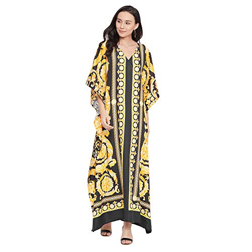 Image of Oussum Women Plus Size Kaftan Kimono Loose Maxi summer dresses for women Beach 3 /4 Sleeve Casual lounge dress Boho