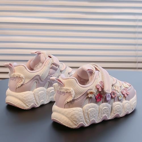 Girls Cute Sneakers Embroidered Floral Wide Trainers Kids Trendy Breathable Soft Lightweight Anti-Slip Flat Shoes4