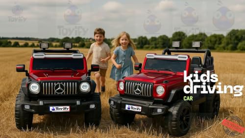 Image of Battery Operated Jeepss for Kids 1 to 8 Years 4x4 | Ride on Toy Electric Kid Car with Light, Music Player | Remote Control, Manual Steering | Electric Battery Cars | Baby Big Car (Benz-Red)