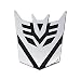 Transformer Decepticon Chrome Finish Auto Emblem - 3" Tall