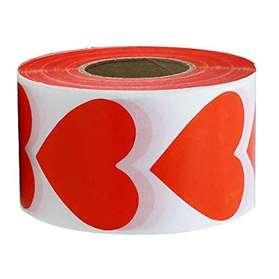 Red Heart Stickers Valentines Day Heart Crafting Scrapbooking Labels Heart Shape Color Coding Labels- 2 Natural Adhesive Envelop Seals Labels 500 Per Roll.