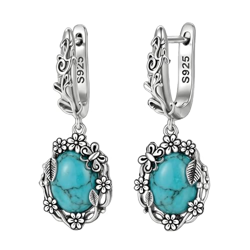 Boucles d'oreilles turquoise pendantes pour un look bohème chic et fleuri au quotidien