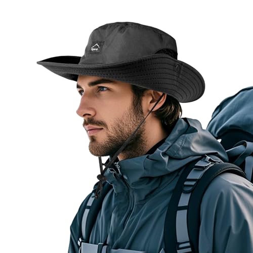 TAGVO Sombrero de Secado Rápido para Hombres y Mujeres, Boonie Sombrero de Ala Ancha con Protección UV Super, Sombrero de Sol de Safari Pesca Senderismo Al Aire Libre de Malla Ligera Plegable