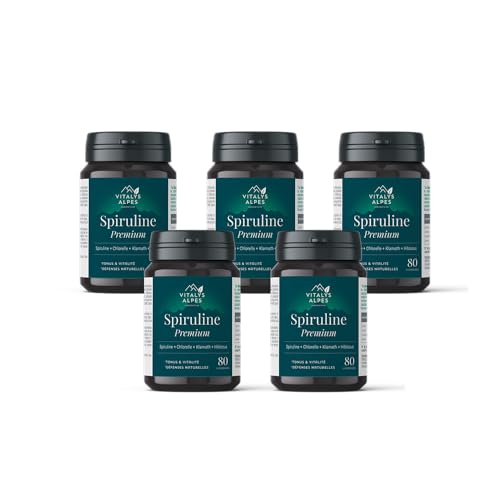 Spiruline Premium - 400 comprimés - Une association unique d’algues pour rester en forme - Spiruline + Klamath + Chlorella + Ibiscus - Cure de 100 jours - Vitalys Alpes - Fabriqué en France (Lot de 5)