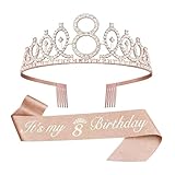 Couronne d'anniversaire pour fille de 8 ans, 8 ans. Décoration d'anniversaire pour fille de 8 ans. Anniversaire fille de 8 ans.
