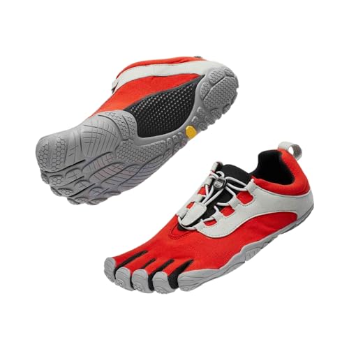 Vibram Tênis masculino FiveFingers V-Run, vermelho/preto/cinza, 41 EU / 8,5-9 EUA, Vermelho, preto,