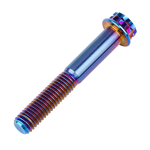 Image of Titanium Flange 12 Point Head M8 x15 20 25 30 35 40 45 50 55 60 65mm Screw Bolt Pack of 4 (M8x50mm, Burning Blue)