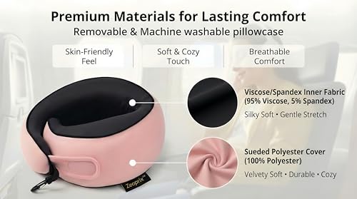 Image of Travel Neck Pillow for Airplane, Memory Foam 360 Wrap Around Neck Support for Sleeping on Long Flights, Washable Cover with Adjustable Fit, Eye Mask & Earplugs, Portable for Car & Office