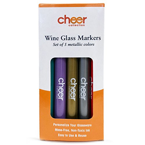Metallic Colors Wine Glass Markers, Pack of 5