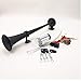Produktbild YIYIDA Autohupe Car Horn150DB Auto Elektrische Hupe 450mm Lufthupe Chrom-Zink Schwarz Einzel-Trompeten-Hupe Autolautsprecher mit Kompressor-Luftpumpe für alle 12V car LKW Van Moto Boot SUV etc