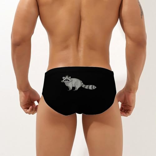 Raccoon Logo Mens Swim Briefs Bikini Sexy Low Rise Trunks Swimsuit Bathing Suit Beach2