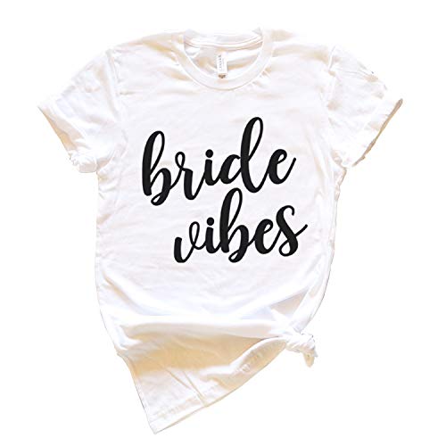 Bride Shirt Wifey Vibes t Shirts for Women tee just Married Honeymoon Tshirt Womens Wedding Wife Bridal Shower Gift Tank Top (White, Medium)