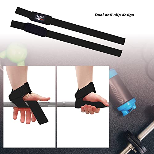 BEAST RAGE Zughilfen für Krafttraining Kreuzheben Gurte Frauen Männer (Gepolstert) Gewichthebergurte Baumwolle Handgelenkstütze Griffe Hantel Bar (Gel Schwarz) (Schwarz) – Bild 6