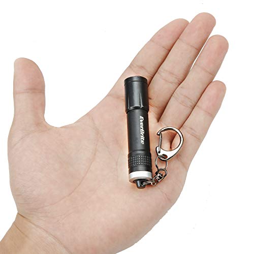 EverBrite Keychain LED Flashlight Mini Bright Keyring Portable Pocket Lights IPX4 Water Resistant AAA Battery Included, Black,3.1 Inch
