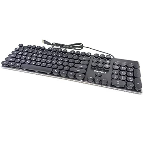 Okb Keyboard(Korean-English) Retro Round Keycap Typewriter Style Usb Rainbow Led Backlit Keyboard (Black) thumb #3