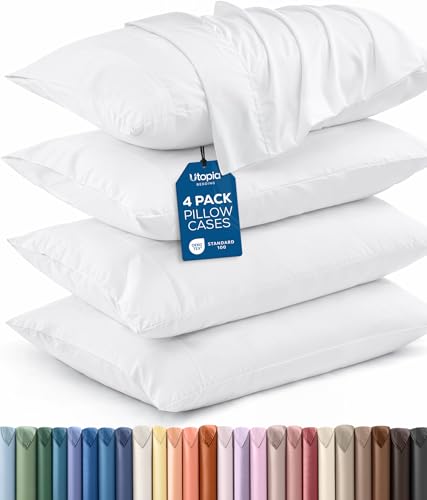 Utopia Bedding King Pillow Cases - 4 Pack - Envelope Closure - Soft Brushed Microfiber Fabric - Shrinkage and Fade Resistant Pillow Covers King Size 20 X 40 Inches (King, White)