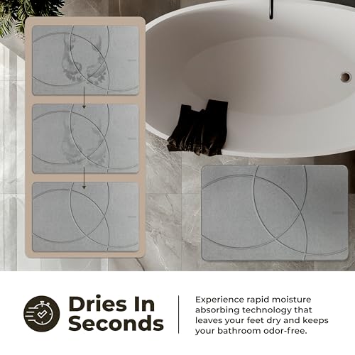 Image of TOSORO - Stone Bath Mat Diatomaceous Earth Shower Mat Non-Slip Super Absorbent Diatomite Stone Bath Mats for Bathroom Floor Quick Drying Natural Easy to Clean (23.5 x 15) - Graphite