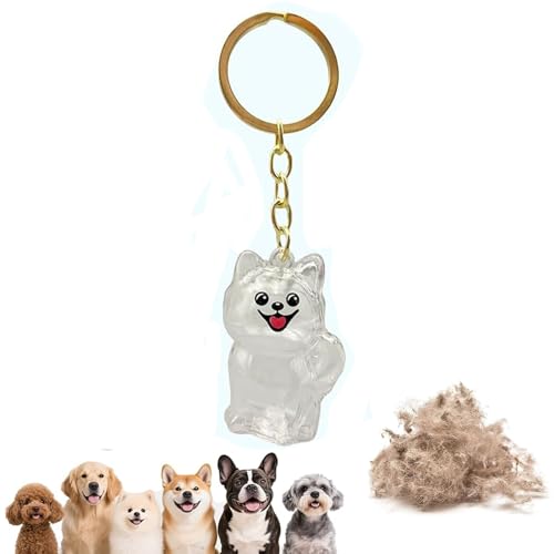 [Phyxiul] ペット 遺毛 ケース 犬の毛 チャーム キーホルダ 透明 ペット 毛収納ボトル ペットロスの思い出 犬毛ホルダーキーリング 持ち歩き 犬 猫 小動物 メモリアルグッズ (ポメラニアンドッグ)