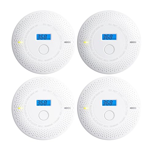 Smoke and Carbon Monoxide Detector, 2 in 1 Smoke Detector, LED Warning Light Indicators, 10 Year Battery (White), 4 Pack