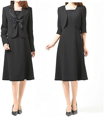 Amazon Co Jp ハワイ商事 日本製 リボンが可愛い ブラックフォーマル レディース 婦人服 女性 喪服 礼服 アンサンブルワンピース 96 服 ファッション小物