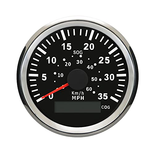 ELING GPS Speedometer 0-35MPH 0-60km/h Speed Gauge with Course for Boat Yacht Vessels with Backlight 3-3/8'' (85mm) 12V/24V (LED Shows Course not Odometer)