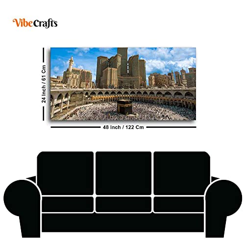 Image of VIBECRAFTS Canvas Paintings for Living Room Drawing Room Skyline Of Mecca Saudi Arabia Canvas Wall Painting Fitted With Wooden Frame For Home | Office | Living Room | Gift (PTVCH 2495)