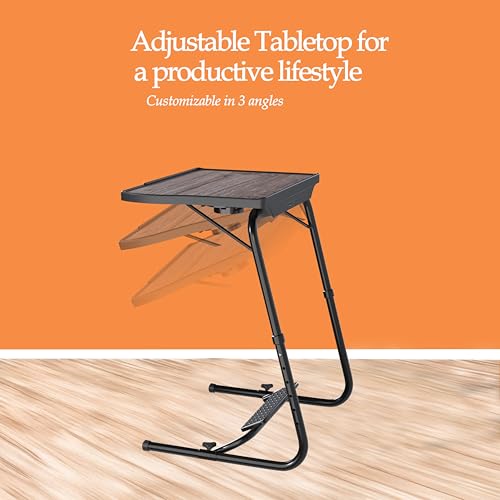 Image of amazon basics Executive | Lounge Mate Executive | Height Adjustable Laptop Table | Adjustable Table Angle | Cupholder | Footrest | Carbon Steel | Dove White | 75 cm - H, 55 cm - L, 40 cm - W