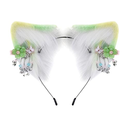 Diadema de lobo con flores colgantes para cosplay de mujer
