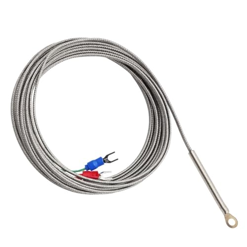 Sensor de temperatura tipo K con arandela de 5 mm y cable trenzado de 0,5 metros