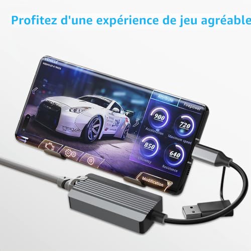 Vecbmn 2.5G Adaptateur Ethernet USB C, 2.5Gbps Adaptateur Ethernet USB avec U-S-B 3.0, USBC, et RJ45 Réseau LAN pour MacBook Pro, iPad Pro, iPhone16 15, Windows, Linux – vue 5