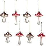 Auch eine tolle Geschenkidee! 6 Stück Pilze 9cm/11cm Glas Weihnachtshänger Geschenkanhänger Christbaumschmuck