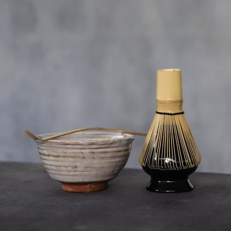 Juego de 4 Uds de Cuenco de cerámica Tradicional Matcha con batidor de bambú Chasen Keeper Scoop Chawan Kit Completo de artículos para la Ceremonia del té